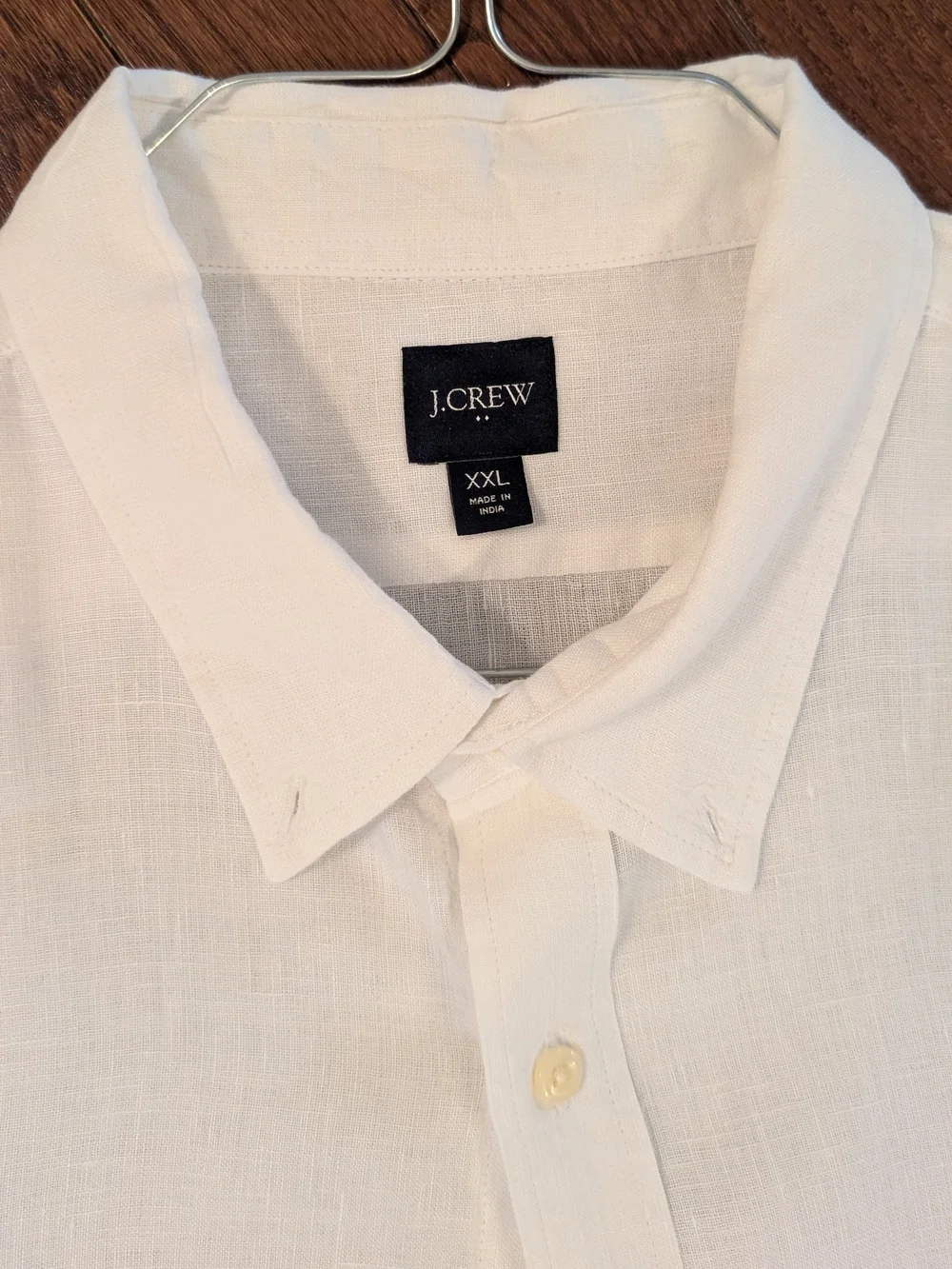 J. Crew: White Linen Blend Short-Sleeve Button-Down Shirt - XXL
